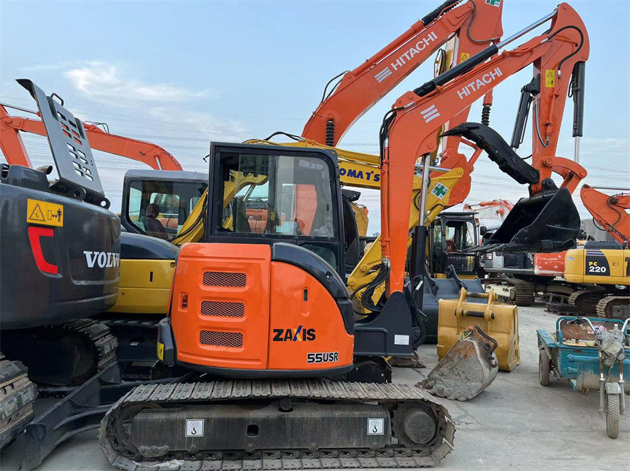 Used Hitachi Zx55 Mini Crawler Excavator Weight 5tons Red Color